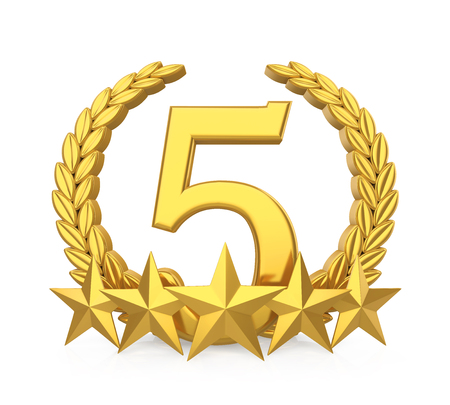 Five Golden Stars Badge Isolated