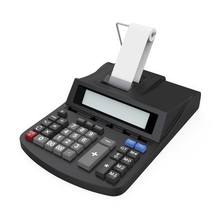 Calculator with Printed Receipt Isolatedの写真素材