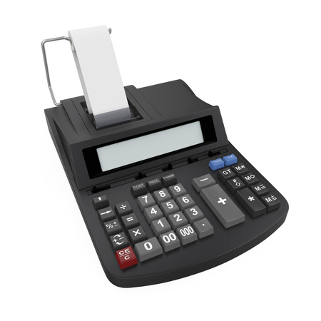 Calculator with Printed Receipt Isolatedの写真素材