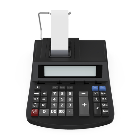 Calculator with Printed Receipt Isolatedの写真素材