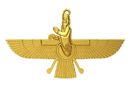 Golden Faravahar Symbol Isolatedの写真素材