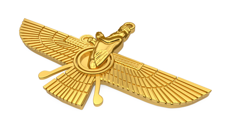 Golden Faravahar Symbol Isolatedの写真素材