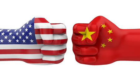USA vs China Conflict Concept Isolatedの写真素材