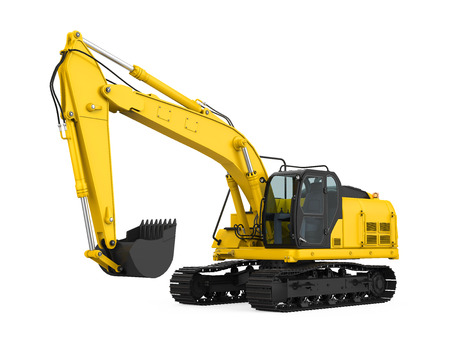 Yellow Excavator Isolatedの写真素材