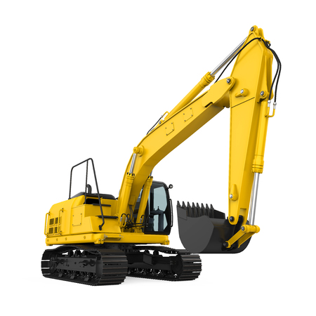 Yellow Excavator Isolatedの写真素材