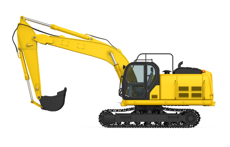 Yellow Excavator Isolatedの写真素材