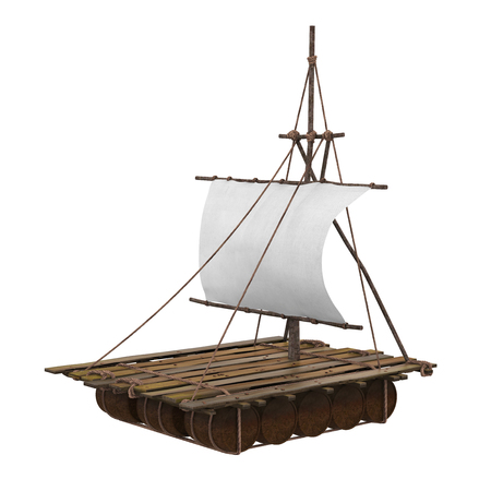 Wooden Raft Isolatedの写真素材