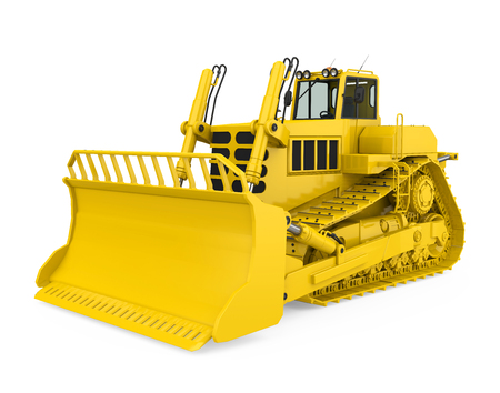 Yellow Bulldozer Isolatedの写真素材