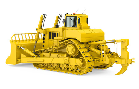 Yellow Bulldozer Isolatedの写真素材