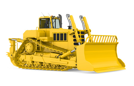 Yellow Bulldozer Isolatedの写真素材