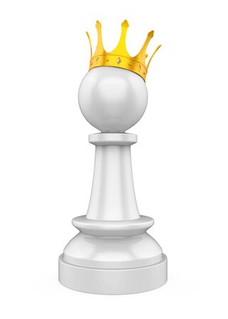 Chess Pawn with Golden Crown Isolatedの写真素材