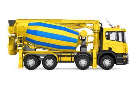 Yellow Concrete Mixer Truck Isolatedの写真素材