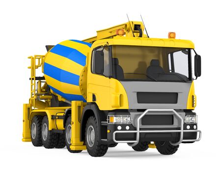 Yellow Concrete Mixer Truck Isolatedの写真素材