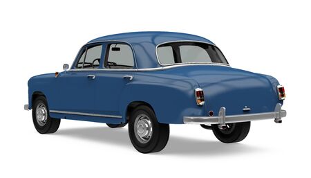 Blue Vintage Car Isolatedの写真素材