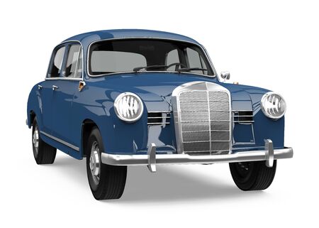 Blue Vintage Car Isolatedの写真素材