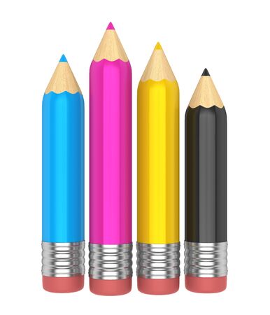 CMYK Pencils Isolatedの写真素材