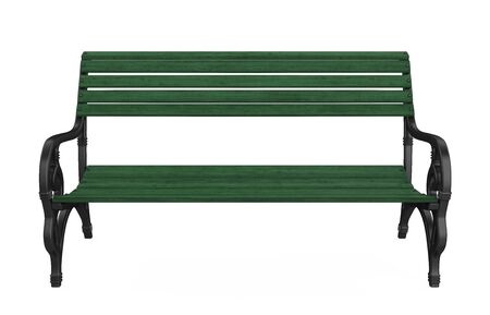 Wooden Park Bench Isolatedの写真素材