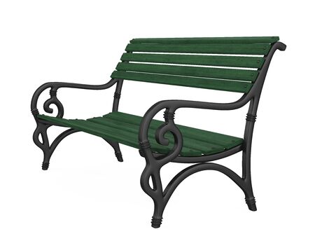Wooden Park Bench Isolatedの写真素材