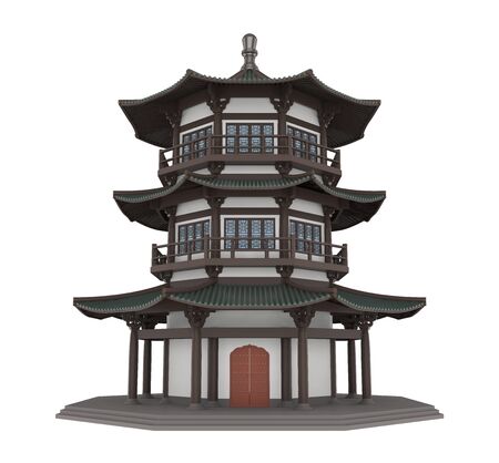 Chinese Pagoda Tower Isolatedの写真素材