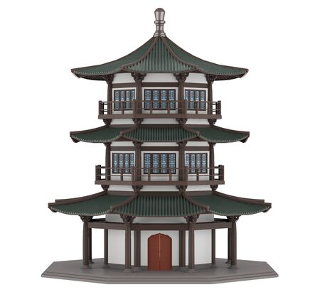 Chinese Pagoda Tower Isolatedの写真素材