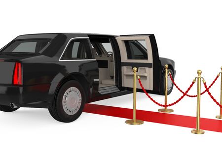 Limousine Car with a Red Carpet Isolatedの写真素材
