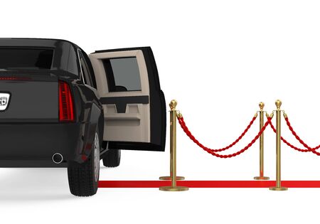 Limousine Car with a Red Carpet Isolatedの写真素材