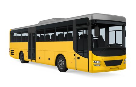 Yellow City Bus Isolatedの写真素材