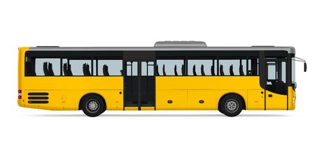 Yellow City Bus Isolatedの写真素材