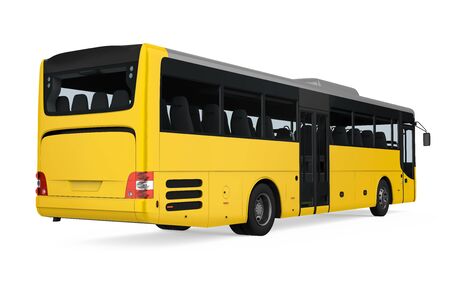 Yellow City Bus Isolatedの写真素材
