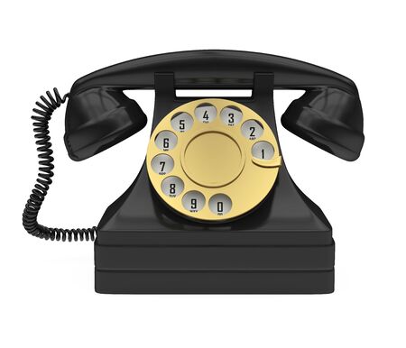 Black Vintage Telephone Isolatedの写真素材