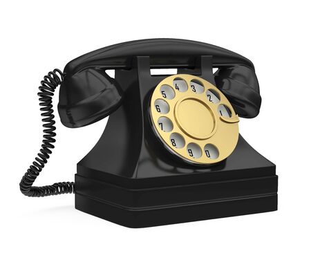 Black Vintage Telephone Isolatedの写真素材
