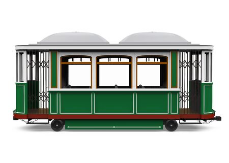 Vintage Green Tram Isolatedの写真素材