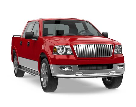 Red Pickup Truck Isolatedの写真素材