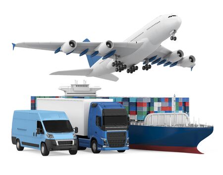Fleet of Freight Transportation Isolatedの写真素材