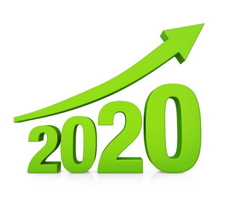 2020 with Arrow Up Isolatedの写真素材