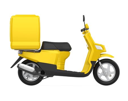 Yellow Motorcycle Delivery Box Isolatedの写真素材