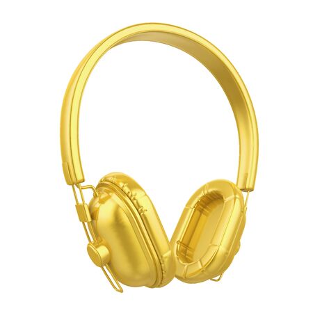 Golden Headphones Isolatedの写真素材