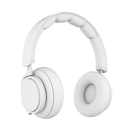White Headphones Isolatedの写真素材