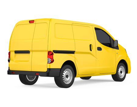 Yellow Delivery Van Isolatedの写真素材