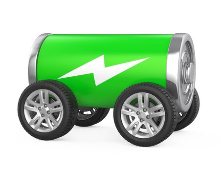 Battery with Wheels Isolatedの写真素材