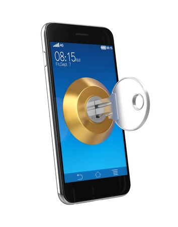 Mobile Phone with Key Isolatedの写真素材