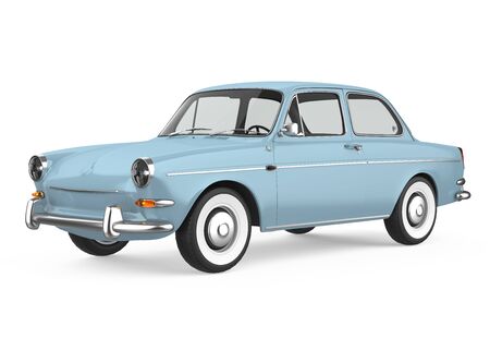 Blue Vintage Car Isolatedの写真素材