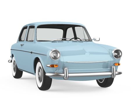 Blue Vintage Car Isolatedの写真素材