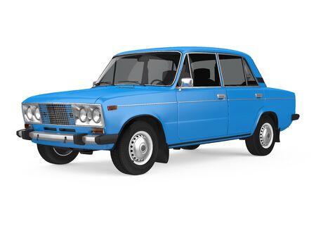 Blue Vintage Car Isolatedの写真素材