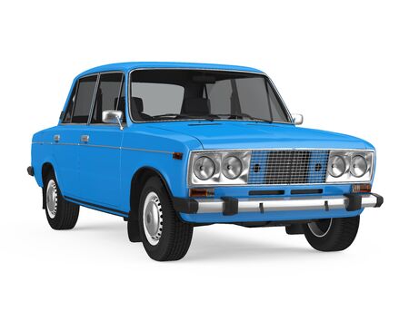 Blue Vintage Car Isolatedの写真素材