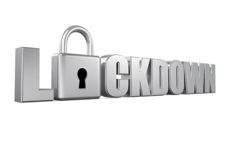 Lockdown Text with Padlock Illustration