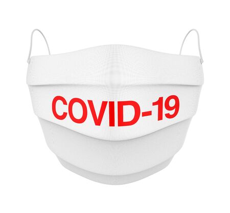Medical Protective Mask with "COVID-19" text Isolatedの写真素材