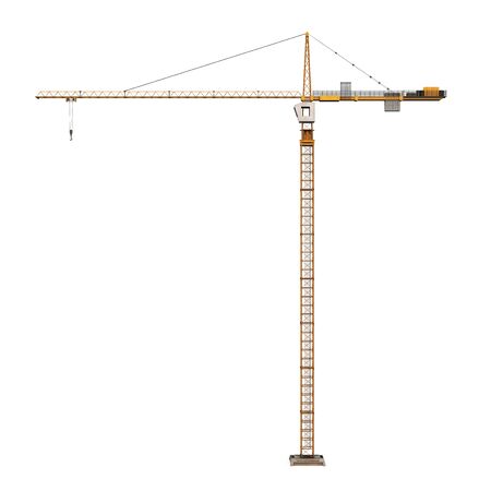 Yellow Construction Tower Crane Isolatedの写真素材