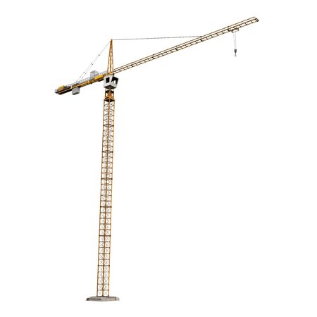 Yellow Construction Tower Crane Isolatedの写真素材