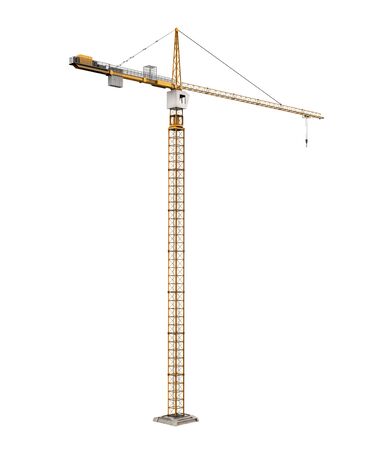 Yellow Construction Tower Crane Isolatedの写真素材